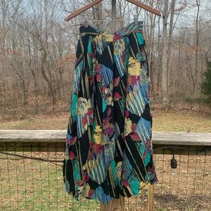 Vintage Floral Watercolor Print Skirt